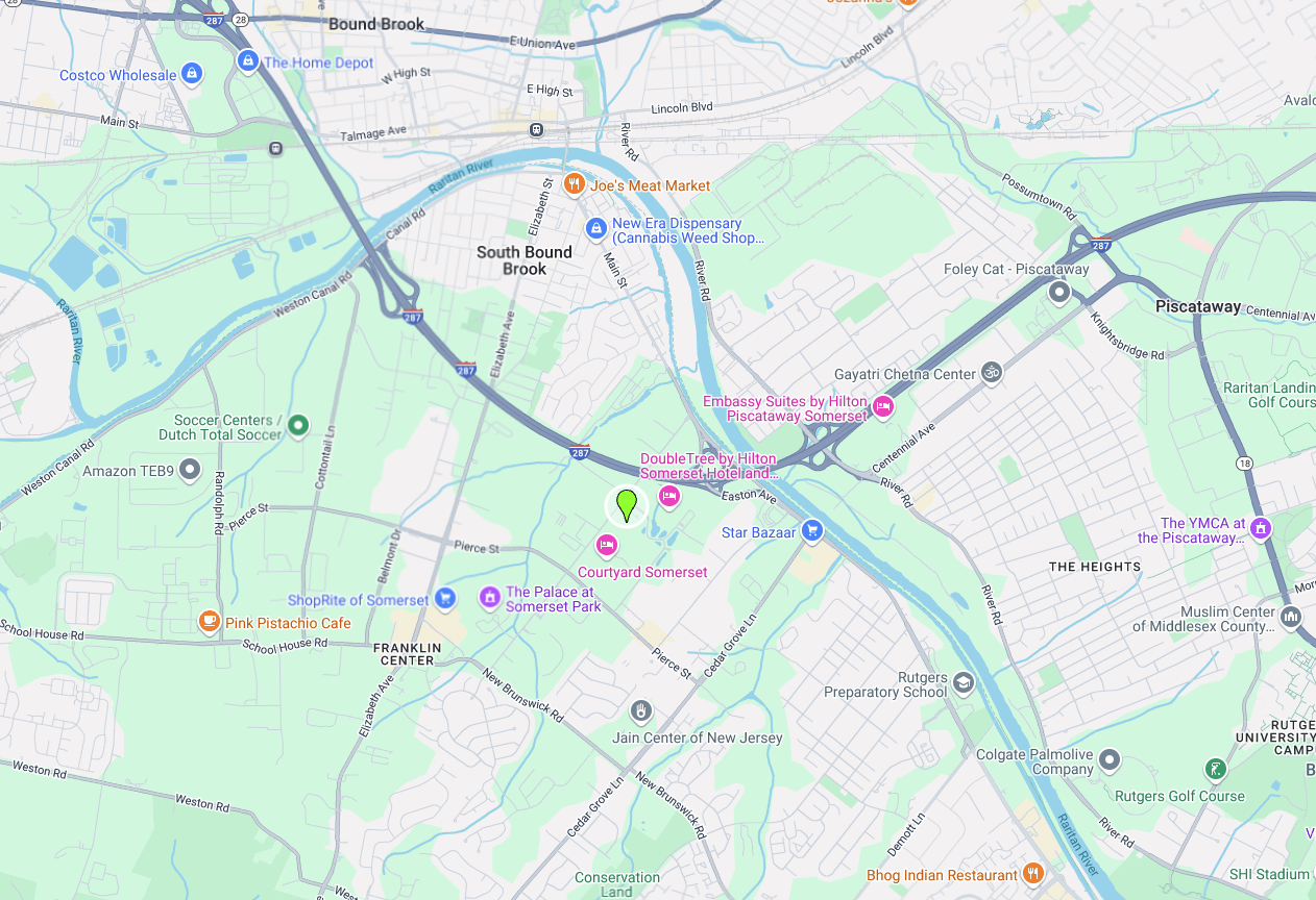 Map showing erblue locations in Somerset, NJ and Tampa, FL